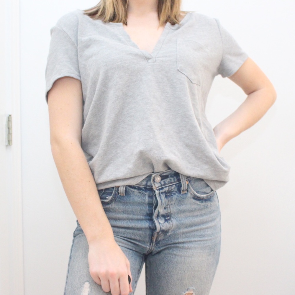 Grey v neck t shirt